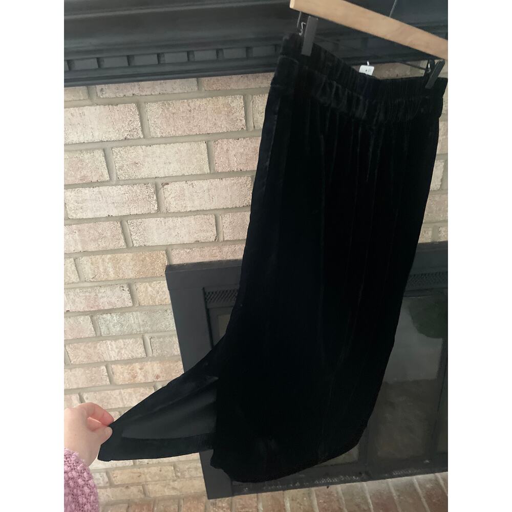 ☀️SALE☀️ J. Crew | Black Velvet Midi Skirt Small Velour Split Leg Velveteen - Picture 7 of 7